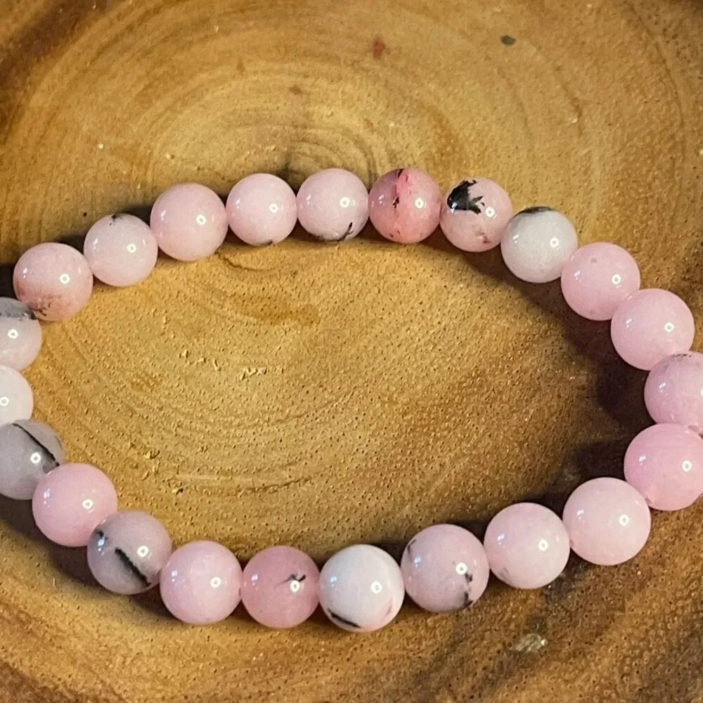 Pink opal 8mm stretch bracelet beaded bracelet 7” stretch crystal healing natura